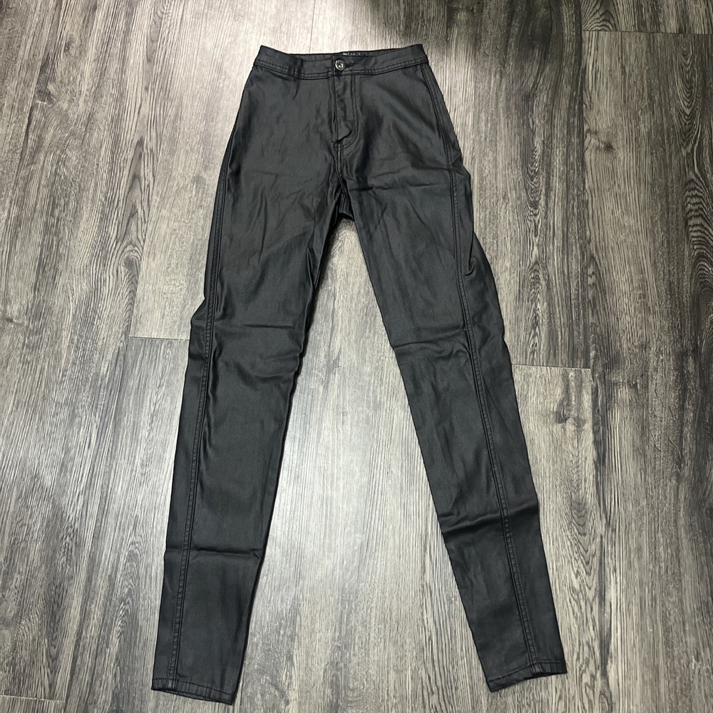 JC JQ Leather Jeans Black Size Small skini straight